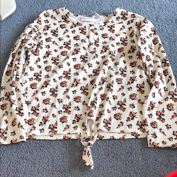 Place Other - Place White and Brown Floral Blouse